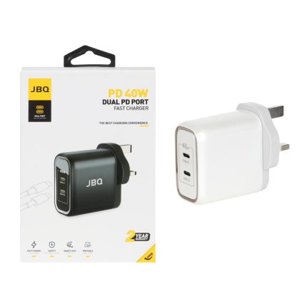 شارژر دیواری فست و PD دو پورت JBQ مدلSmart Chip+ HC-740 40W - سفید (گارانتی یکساله رصاصی)