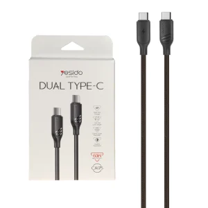 کابل شارژ فست yesido Type-C To Type-C مدل CA175 - مشکی (گارانتی 18 ماه تعویض نیکان همراه)