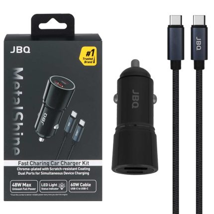 شارژر فندکی PD و فست دو پورت JBQ مدل Metal Shine C756962 به همراه کابل شارژ Type-C To Type-C