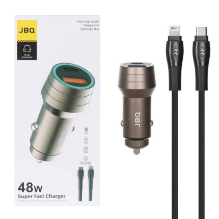 شارژر فندکی فست و PD دو پورت JBQ مدل CC-420Ci 48W همراه با کابل Type-C to Lightning