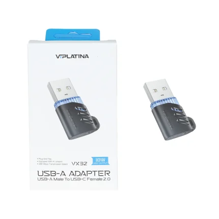 تبدیل VIPLATINA USB To Type-C مدل VX32 - مشکی (گارانتی 18 ماهه تعویض نیکان همراه)