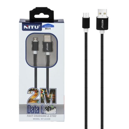 کابل شارژ 2 متری اندروید NITU مدل UC039 - مشکی (گارانتی 18 ماه تعویض نیکان همراه)