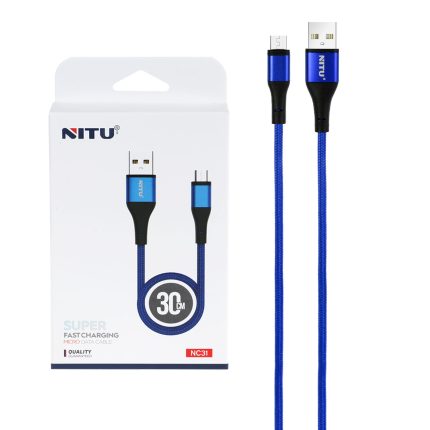 کابل شارژ پاوربانک فست اندروید NITU مدل NC31 - آبی (گارانتی 18 ماه تعویض نیکان همراه)